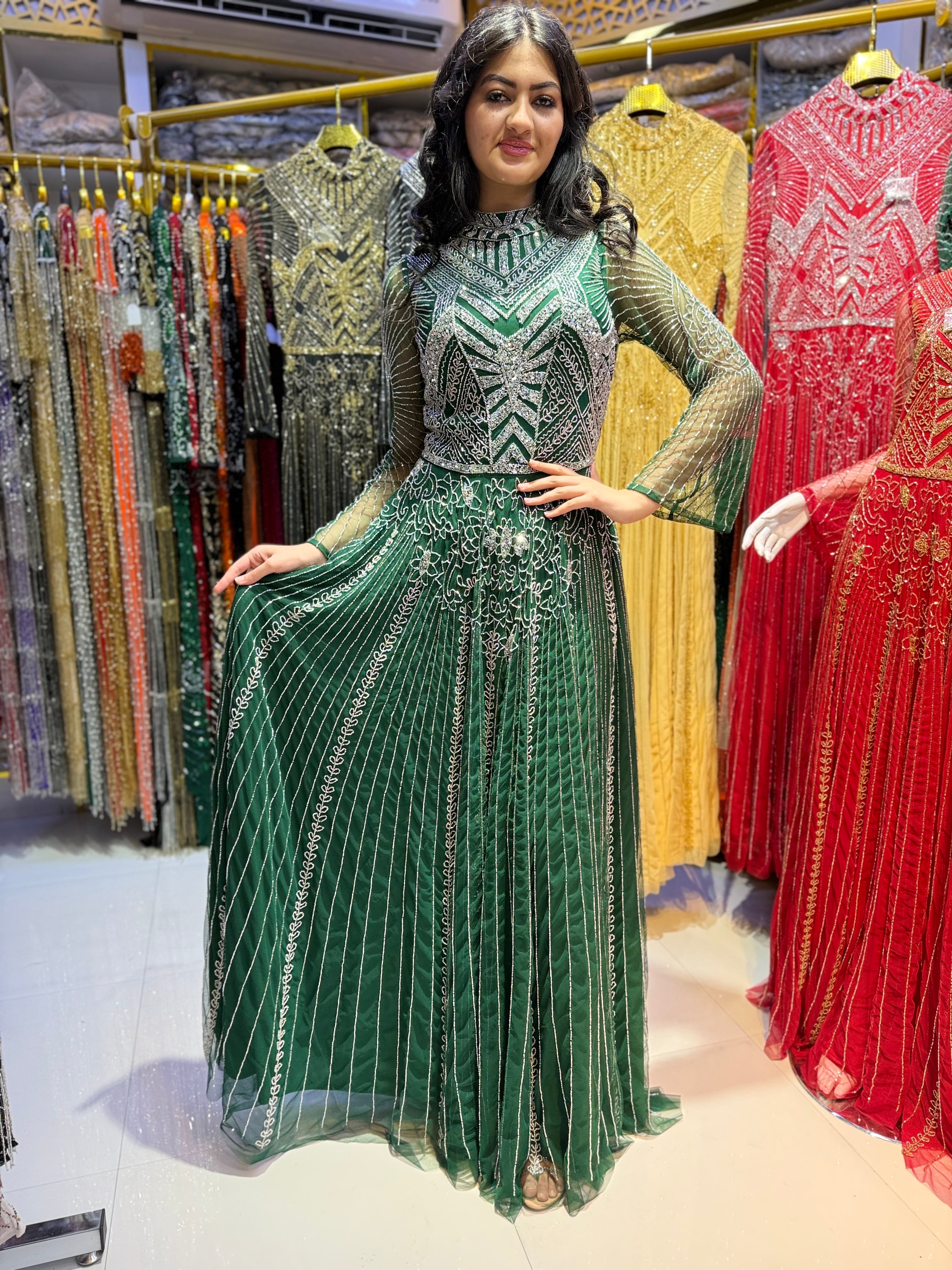 Sequined & Beaded High-Neck Prom & Gala Gown
