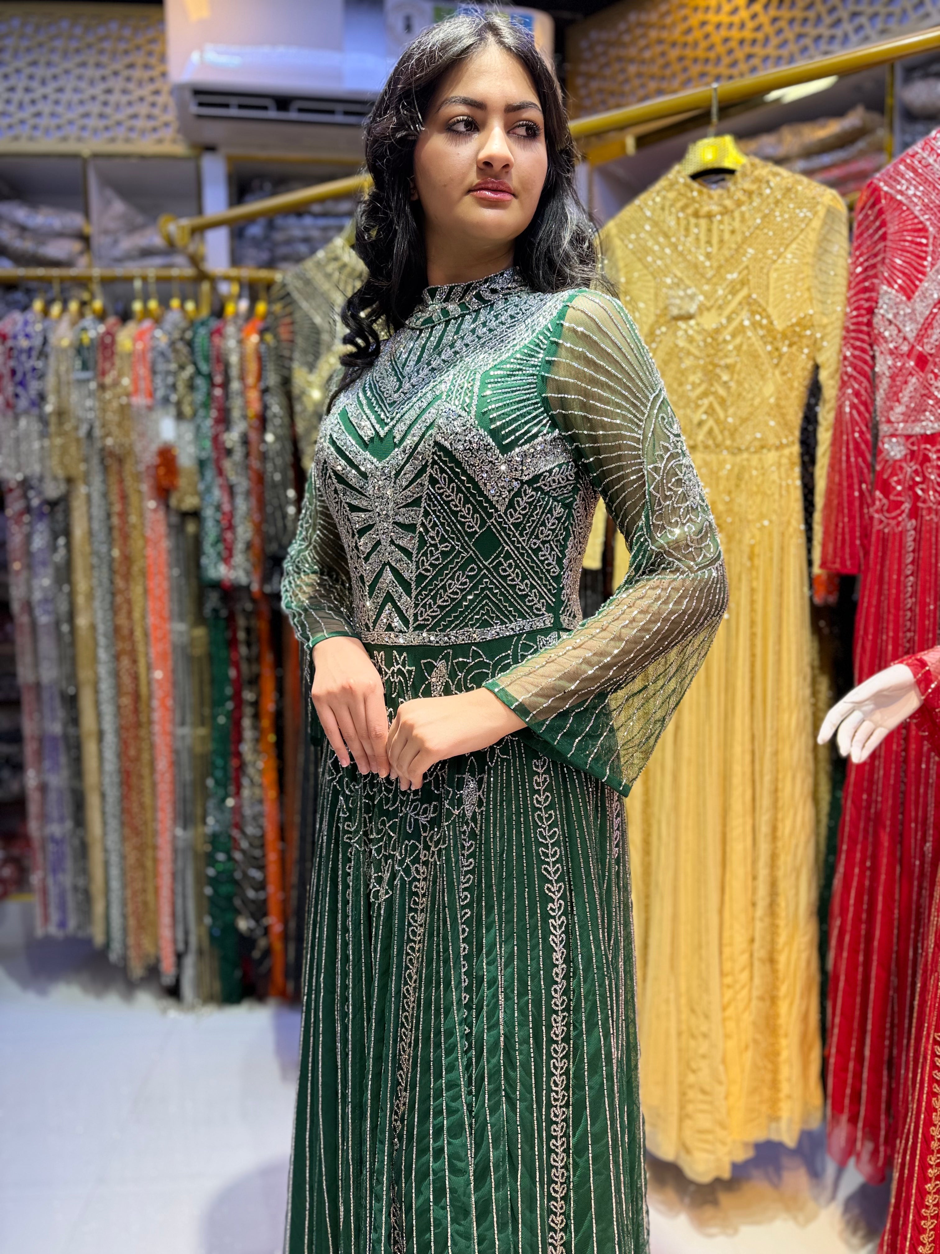 Sequined & Beaded High-Neck Prom & Gala Gown