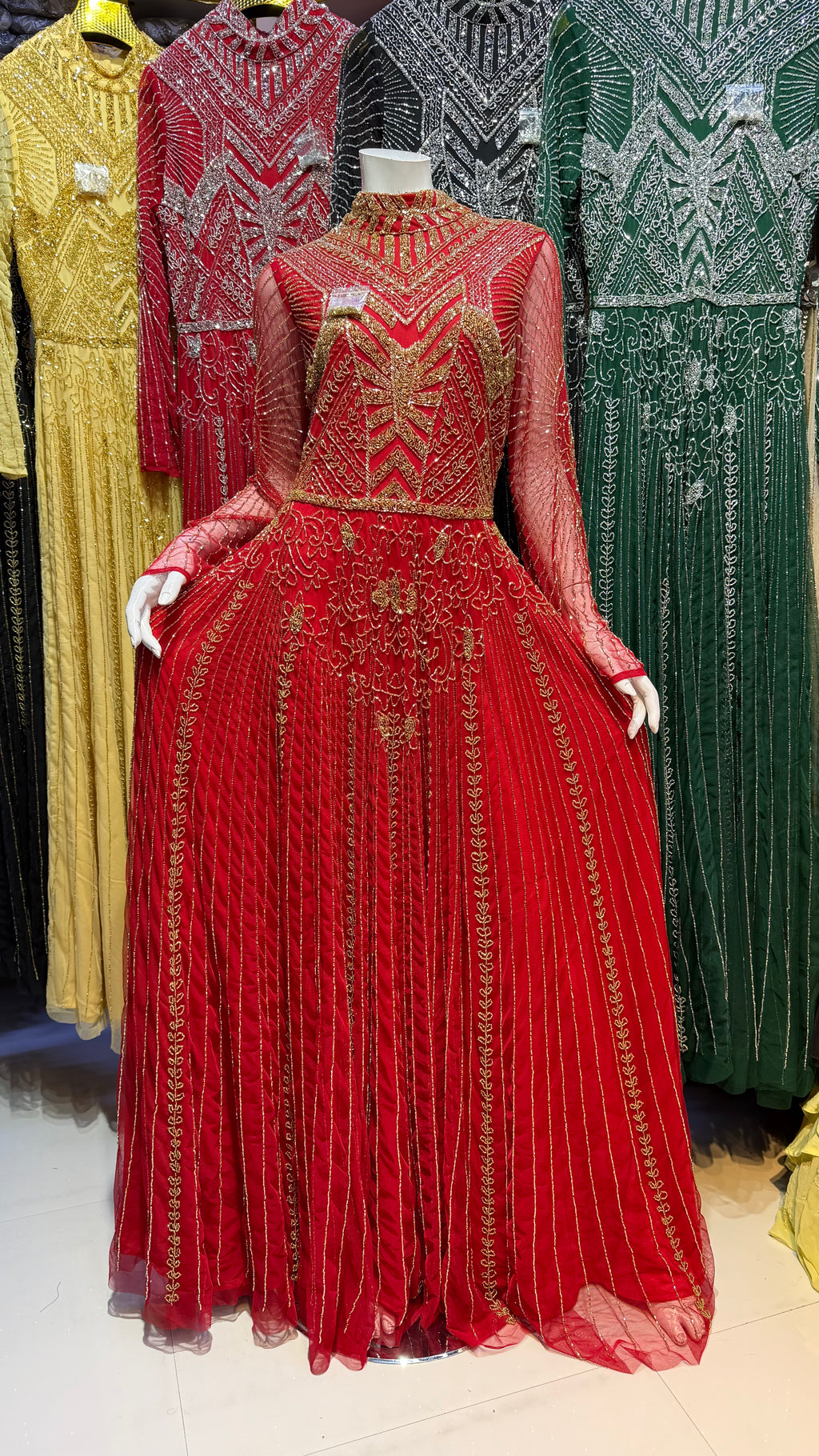 Sequined & Beaded High-Neck Prom & Gala Gown
