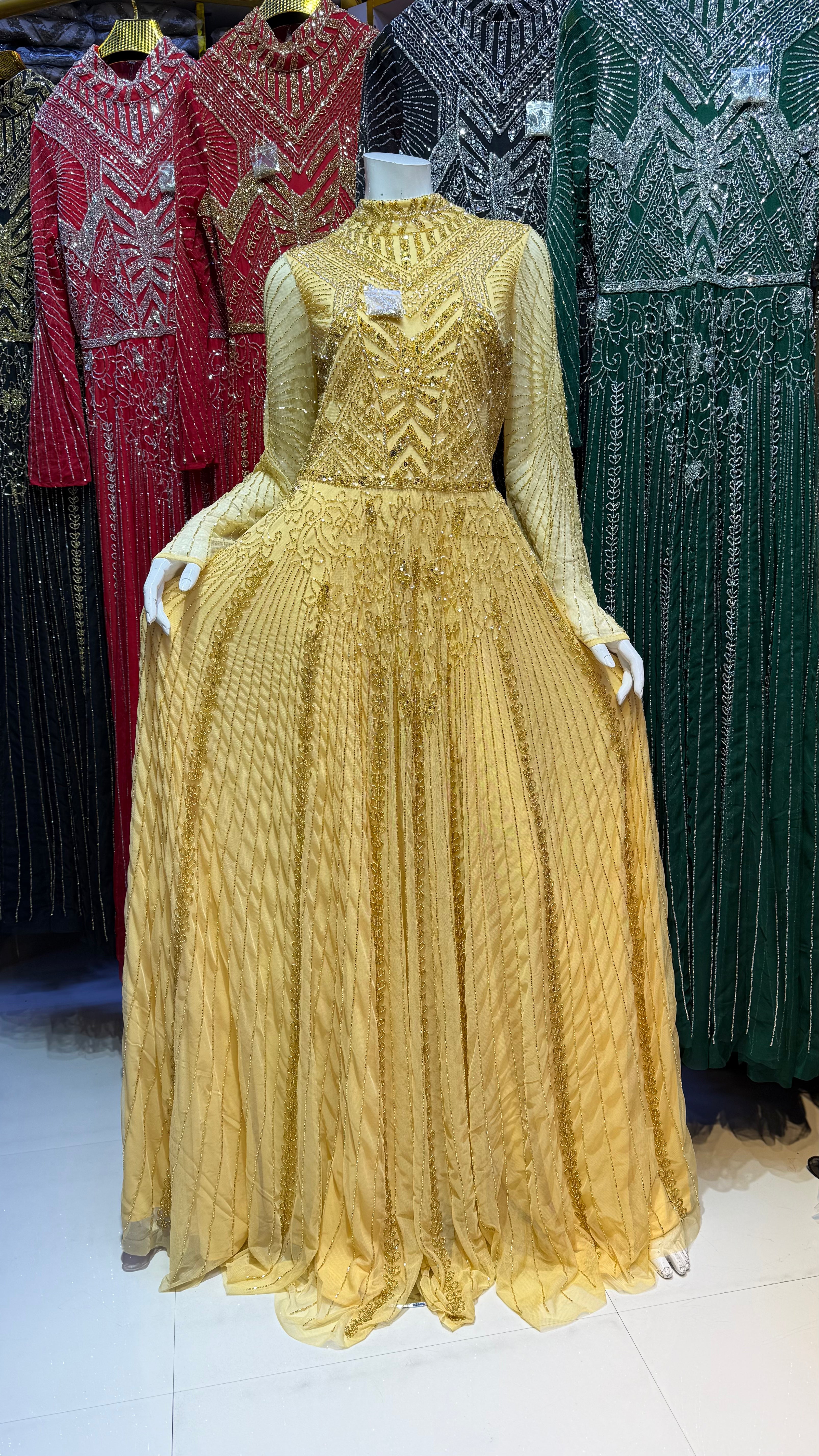 Sequined & Beaded High-Neck Prom & Gala Gown