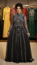 Sequined & Beaded High-Neck Prom & Gala Gown