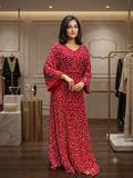 Ditsy Floral V-Neck Maxi Dress with Wide Sleeves