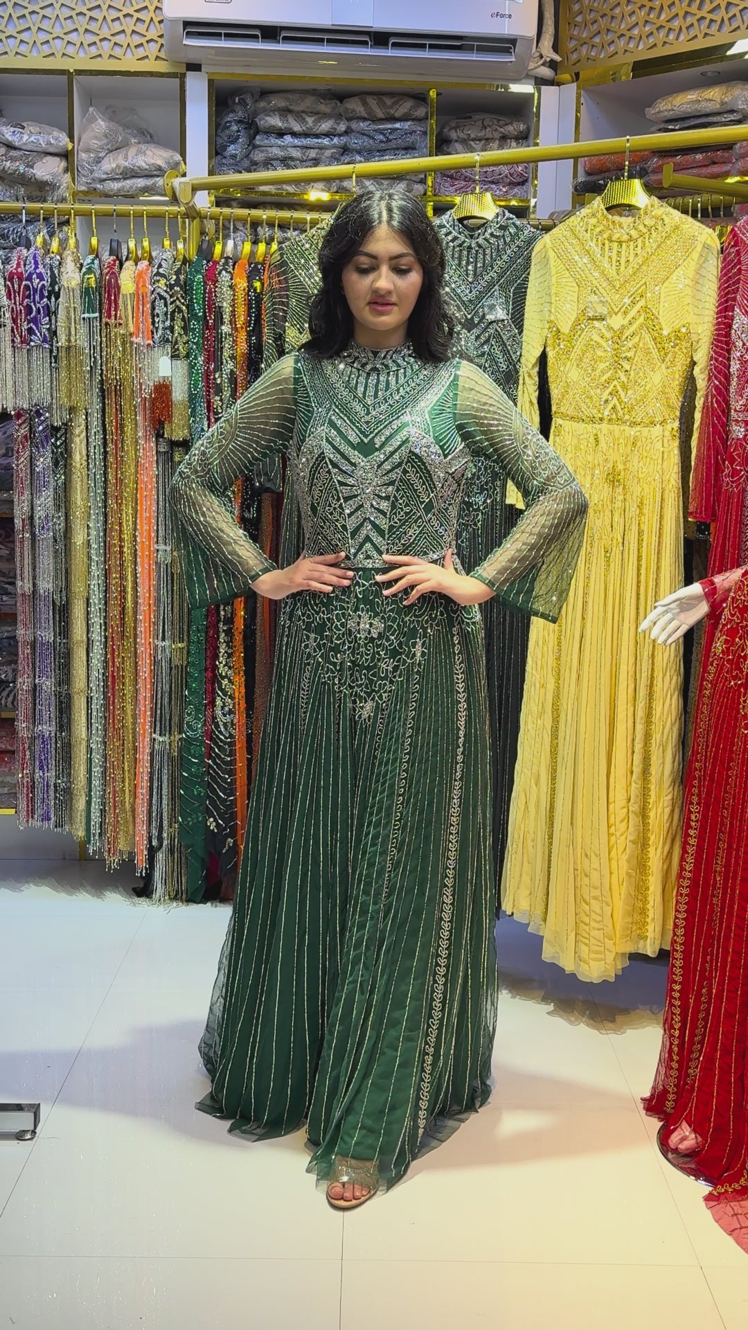 Sequined & Beaded High-Neck Prom & Gala Gown