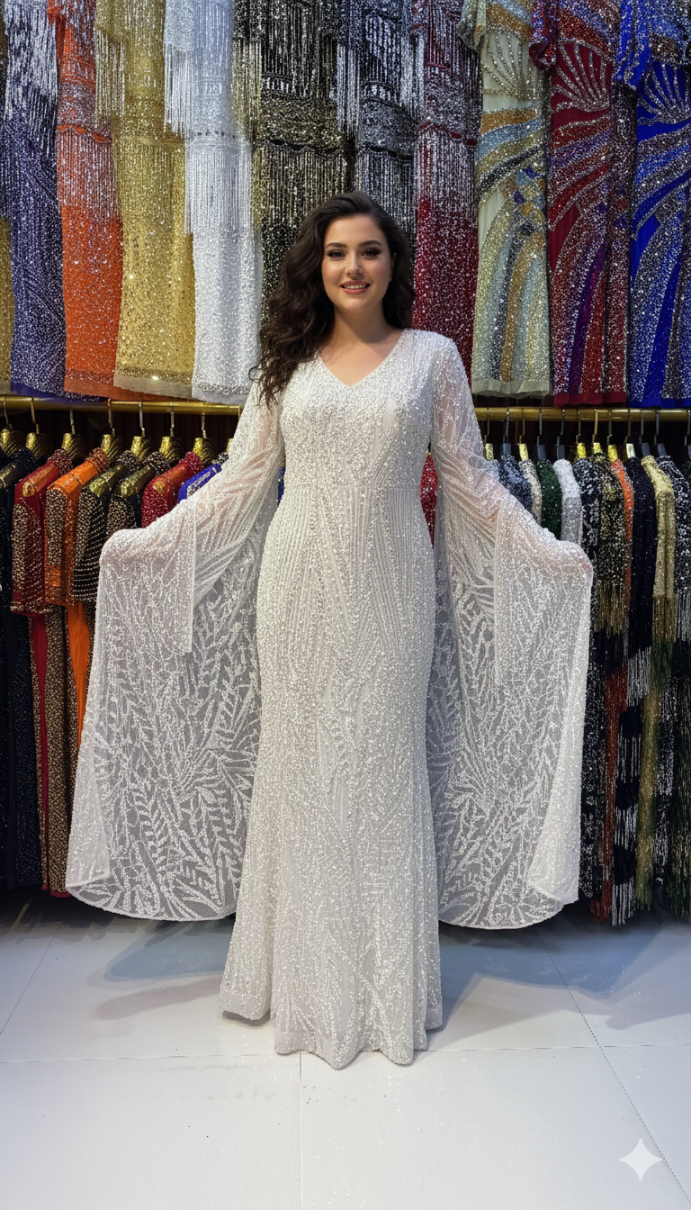 Hand-Beaded Art deco Capelet Evening Double Dress