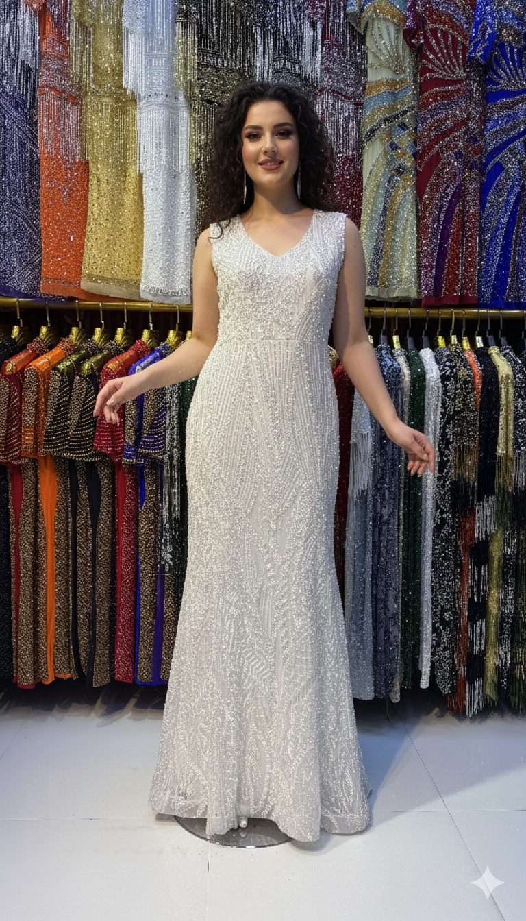 Hand-Beaded Art deco Capelet Evening Double Dress